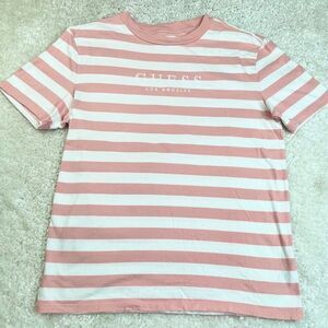 Guess Los Angeles Pink White Striped Short Sleeve Shirt Unisex